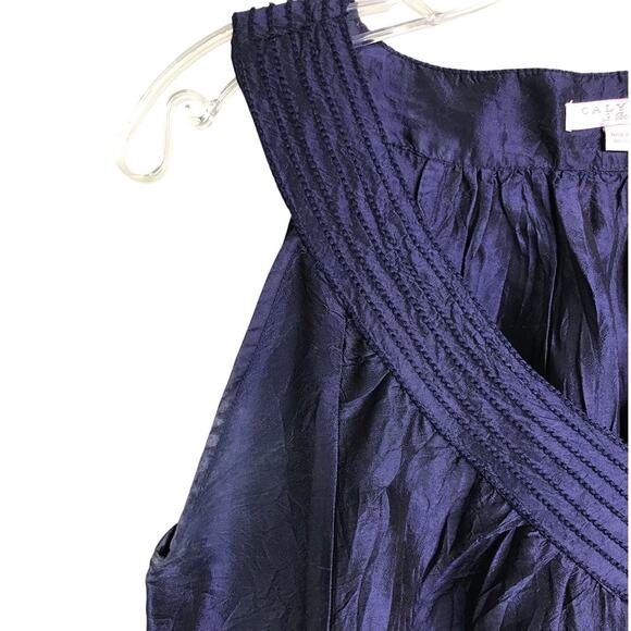 Calypso St. Barth Dress Womens Sz XS Navy Blue Silk Sleeveless VNeck Beach Pool - Picture 6 of 10